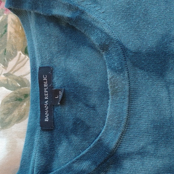 Banana Republic Men's 100% Cotton Long Sleeve Henley in Tie Dye Blue,Large - Picture 10 of 15